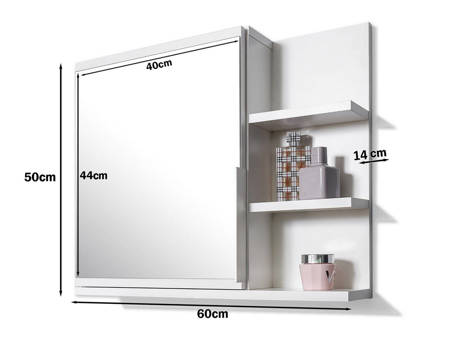 White mirror cabinet with shelves, bathroom mirror,led