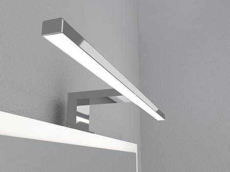 White mirror with shelf, bathroom mirror with LED wall lamp