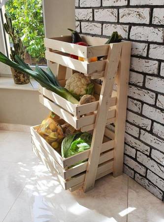 Holzregal für Obst und Gemüse, abnehmbare Boxen 80 cm